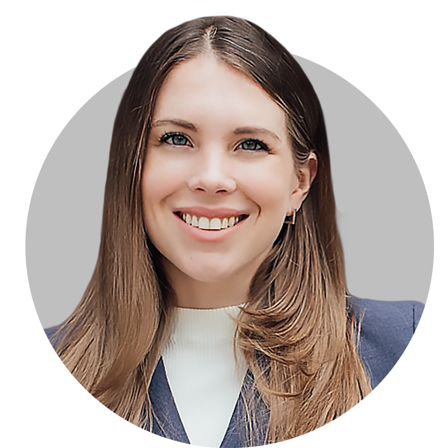 Photo of attorney named Ace against grey circle background.